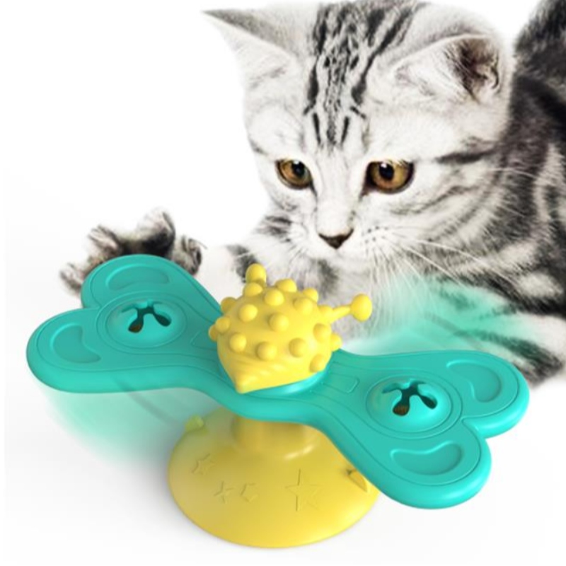Γάτα ανεμόμυλος παιχνίδι αστείο μασάζ περιστρεφόμενα παιχνίδια γάτα με μπάλα catnip δόντια καθαρισμού κατοικίδιων ζώων